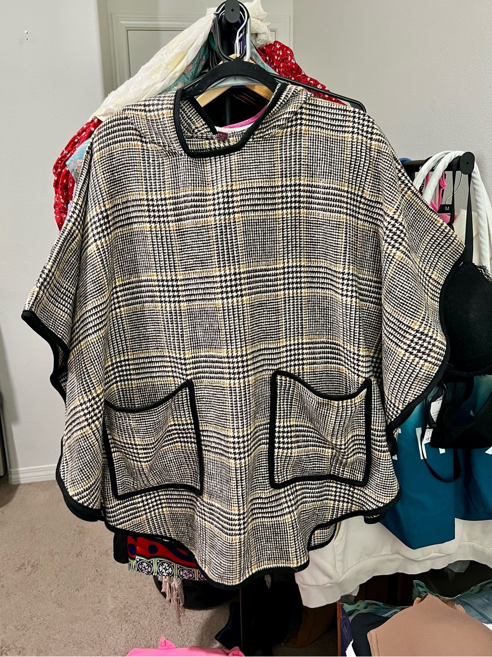 George Plaid Hooded Poncho